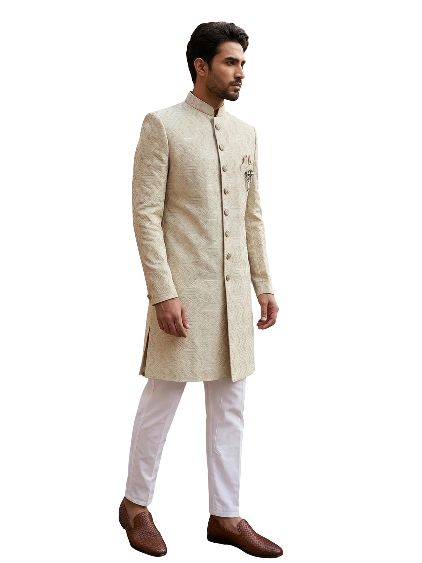 jompers Mens Jacquard Silk Sherwani Set-picture-23