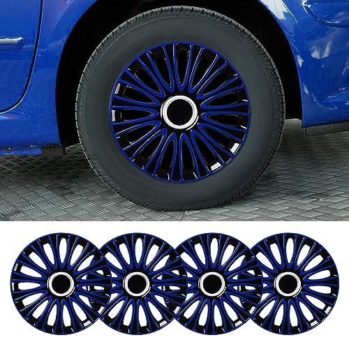 Image of Blue Hubcap Wheel Cover Replacement Kit 14 inch Hub Caps Wheel Rim Cover Car Exterior Accessories Pack of 4, 14 Inches