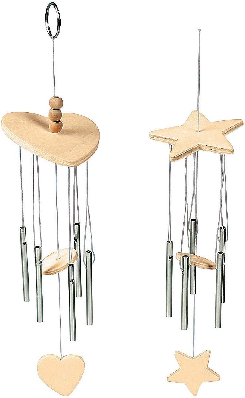 Fun Express Paint Your Own Wood Wind Chimes Craft Kits for Kids Ages 4-8 - DIY Arts and Crafts Set Makes 12 Wooden Wind Chimes | Creative Art Projects for Girls & Boys | Perfect for Parties