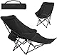 Sunfra リクライニングチェア【超耐荷重120kg＆僅か2.5kg】キャンプ 椅子 折り畳み 軽量・コンパクト アウトドアチェア 携帯便利 4段階調整 折りたたみ椅子 ピクニック 仮眠/昼休み/お釣り/キャンプ/アウトドア/バーベキューに適応 枕/収納ポケット付属 ブラック