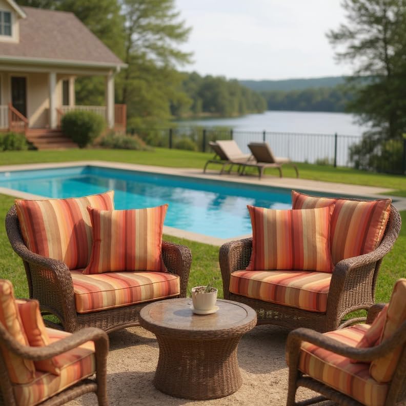 Miniatura 2 de RSH DECOR Sunbrella Juego de 4 almohadas lumbares y cuadradas  20 x 12 pulgadas y 20 x 20 pulgadas  Tela de rendimiento resistente al agua y a la