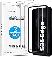 OMOTON For Samsung Galaxy S25 Edge for Tempered Glass, [Full Screen] Top Shatterproof Screen Protector for S25 Edge with Frame Installation Aid, Super Thin, Pack of 3