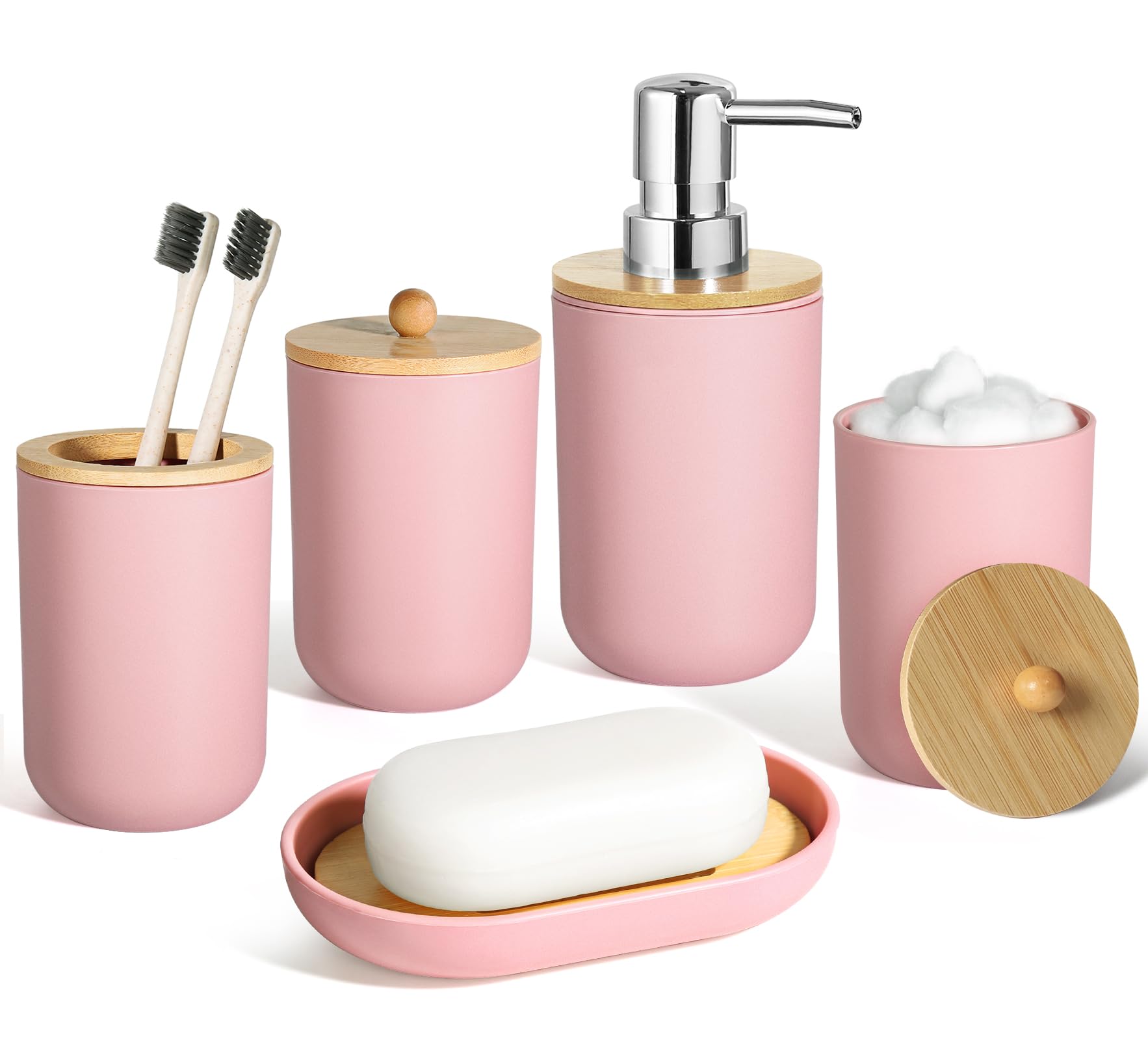 Amazon.com: ALPIRIRAL Pink Bathroom Accessories - 5 Pcs, Plastic