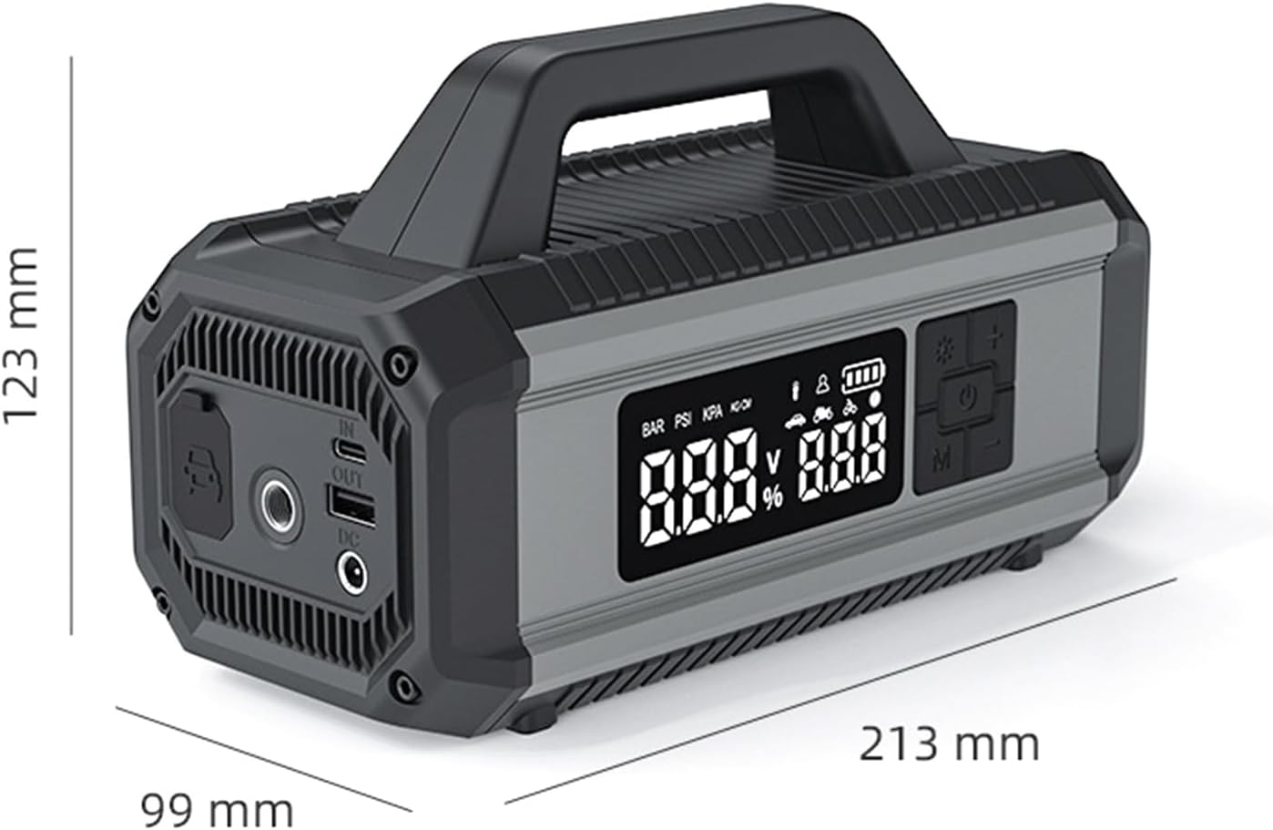 Portable Car Jump Starter with Air Compressor 150PSI Portable Air Pump for Car Tires with 10000mAh Battery Tire Inflator with Large Digital Screen LED for Car Bike Motorcycle Ball