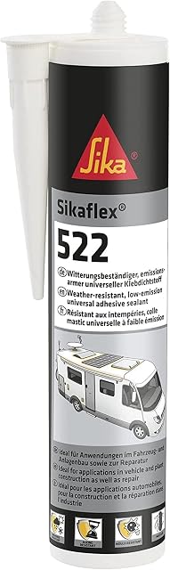 Sikaflex 522 Caravan and Motor Home Adhesive Sealant Cartridge, White, 300 ml (new version)