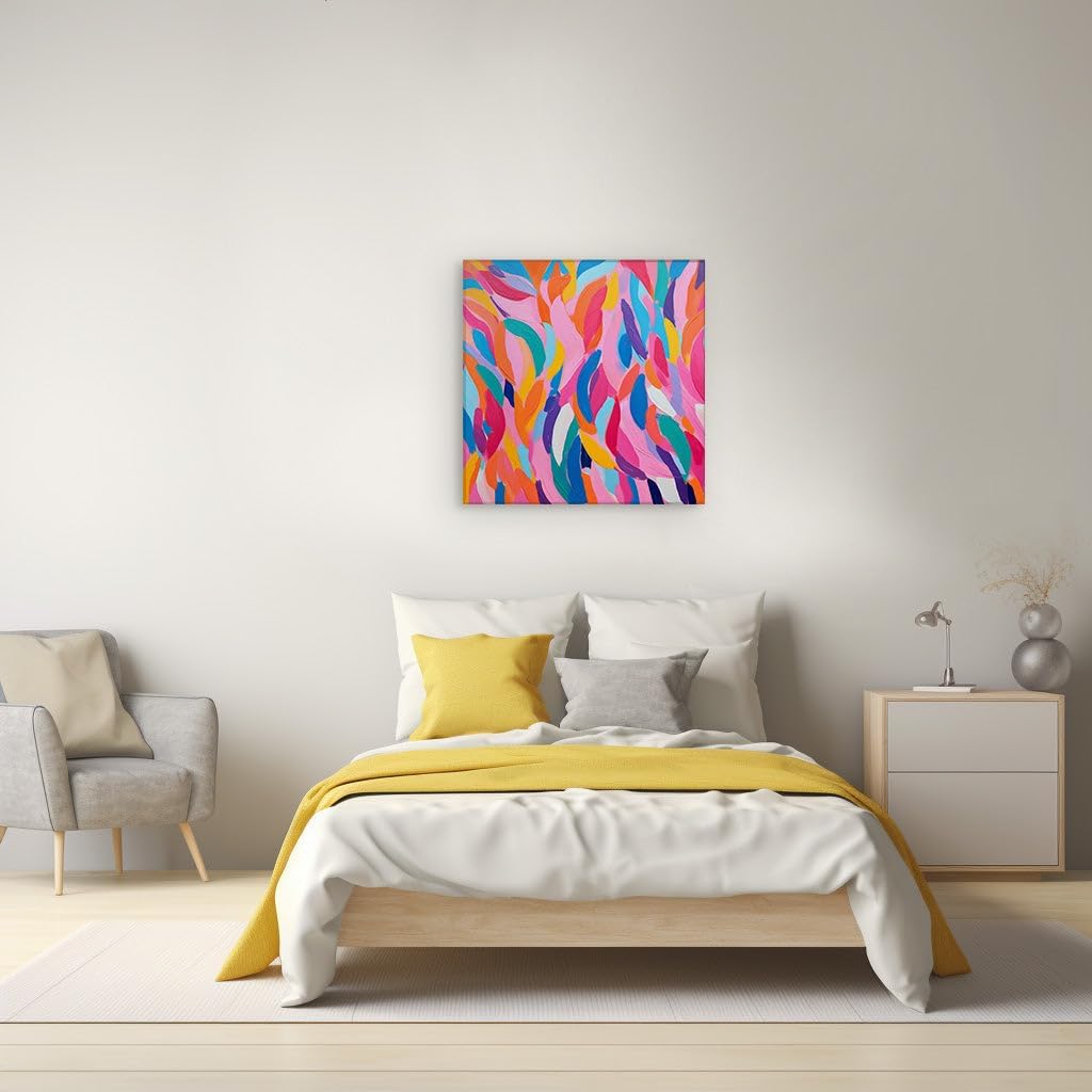 Canvas for Living room. Dancing Hues of Freedom: A Vivid Journey Through Abstract Artistry, 27 x 18 inch Canvas Wall Art - Contemporary Masterpieces - Modern Home Decor - 69x46 cm (27x18 inch)