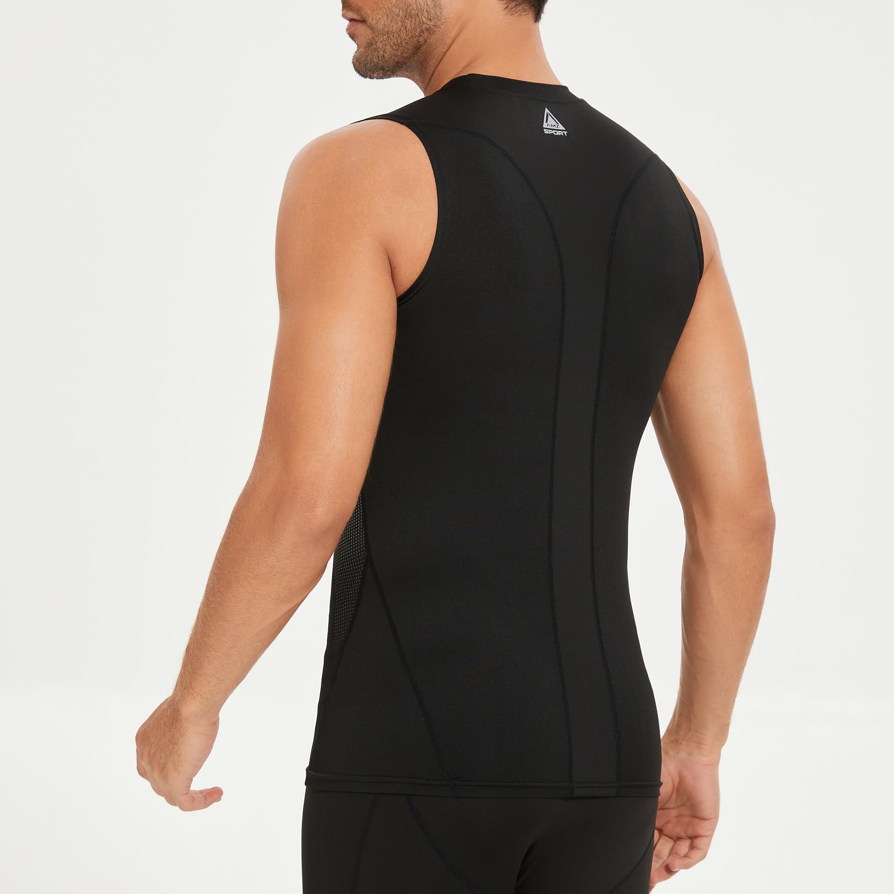 AMZSPORT Débardeur de Compression pour Homme, Tee Shirt sans Manche de Respirant Gilet de Gymnastique a Séchage Rapide Course Musculation
