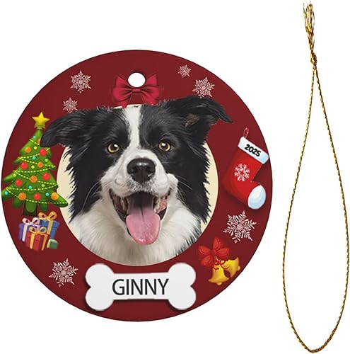 Miniatura 39 de Adornos personalizados para perro para árbol de Navidad 2024 con imagen de perro, foto nombre, adorno personalizado para gatos y mascotas, Photo6