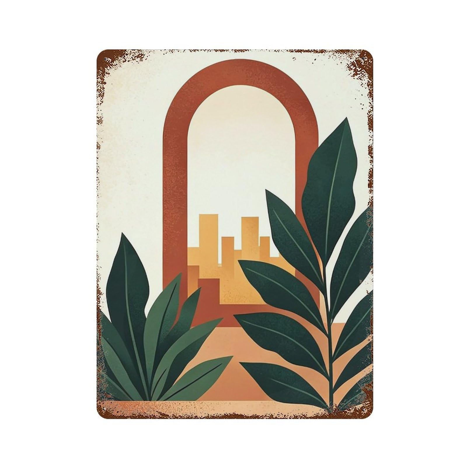 WUJHGRSG Minimal Bohemian Abstract Hues 04 Wall Art Retro Iron Vintage Metal Tin Sign Poster Modern Decor for Home Cofffee Club Bar Shop Style 40x30cm