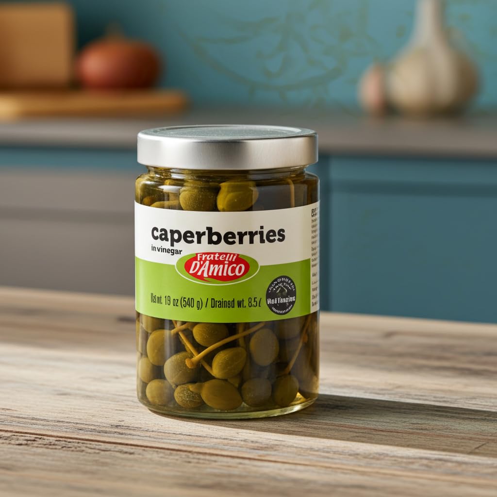 FRATELLI D'AMICO - Caperberries, Premium Qulaity, First Selection, Pickled, Capers, Family Size, 19oz (540g), NON-GMO