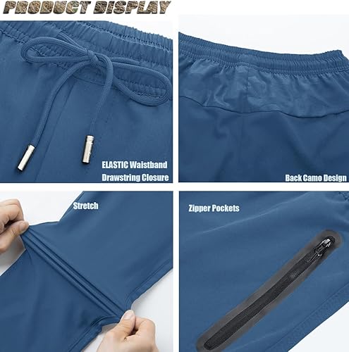 Miniatura 5 de TACVASEN Pantalones de senderismo ligeros para hombre, de secado rápido, con cordón, bolsillos con cremallera