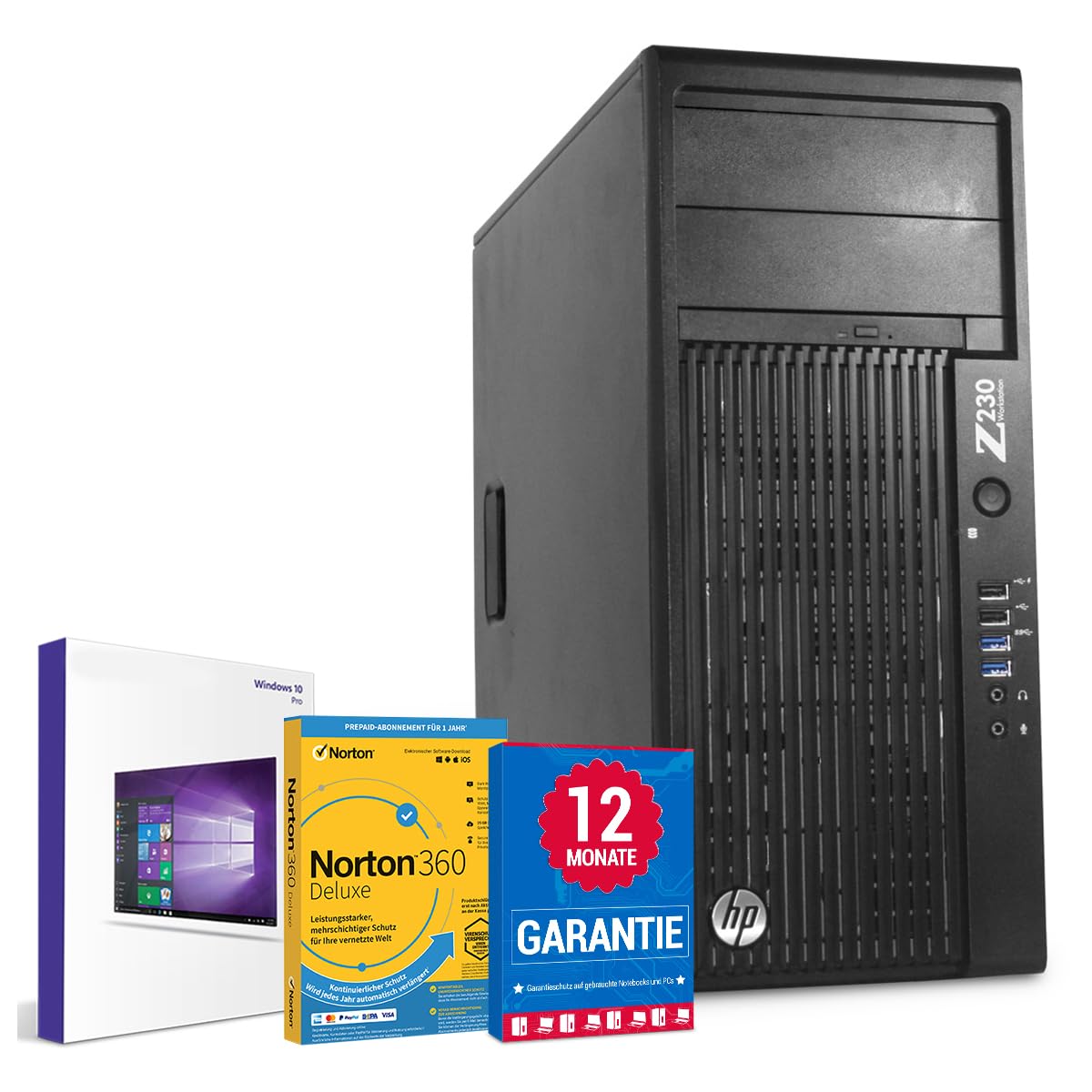 HP Workstation Z230 PC Computer Intel Core i7-4770@ bis zu 3,9 GHz 16 GB 512 GB SSD mit Windows & GRATIS Bluetooth, WLAN & Antiviren-Software inkl. 12 Monate Garantie (Generalüberholt)