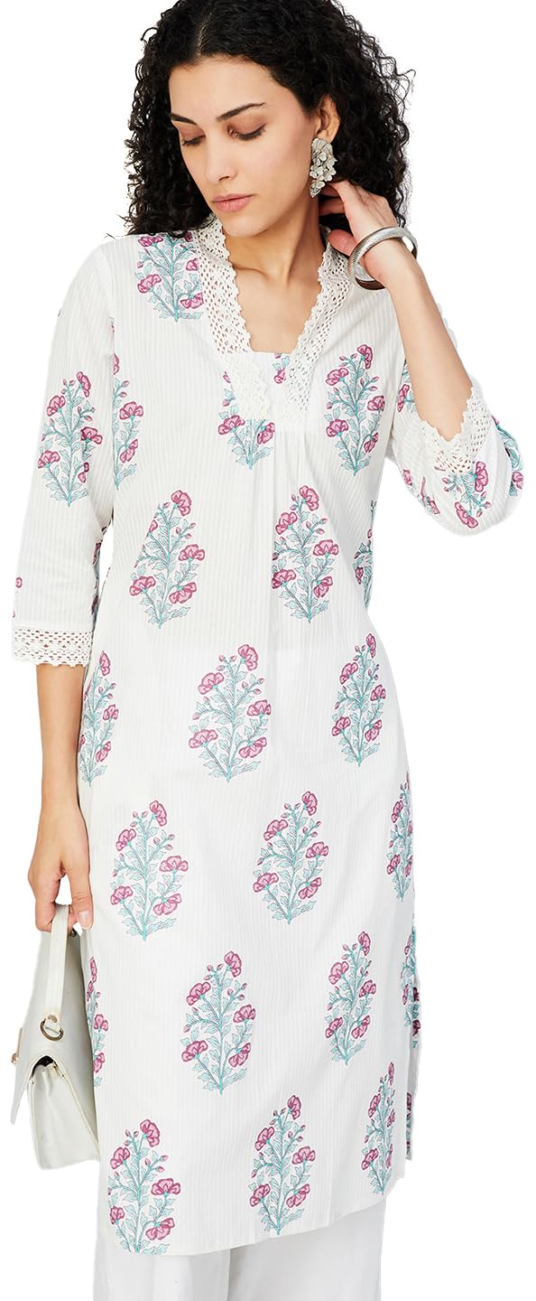 max Women's Cotton Blend Floral Regular Kurta-picture-22