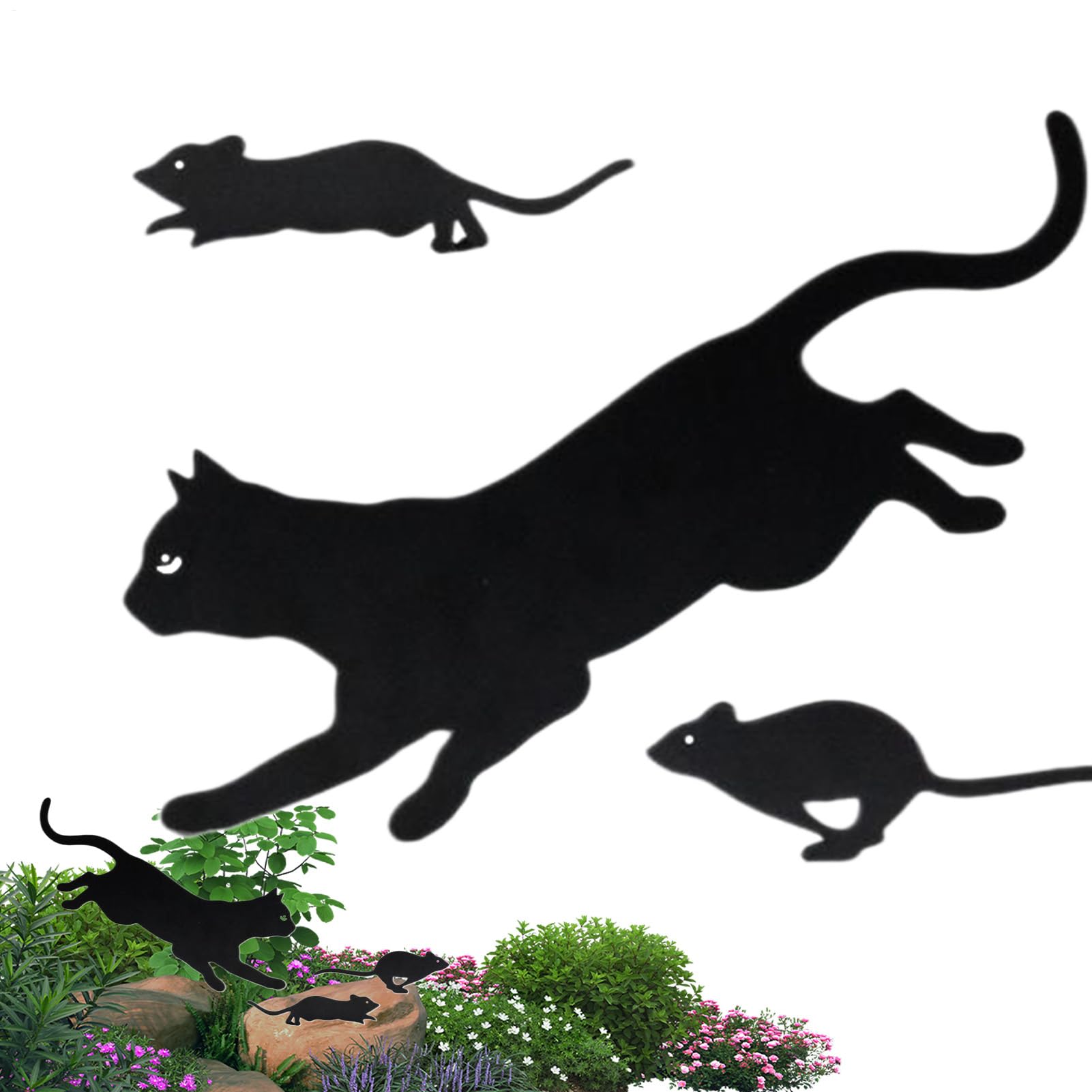 Piquets de sol chat en métal pour animer un jardin vide et décorer une cour extérieure