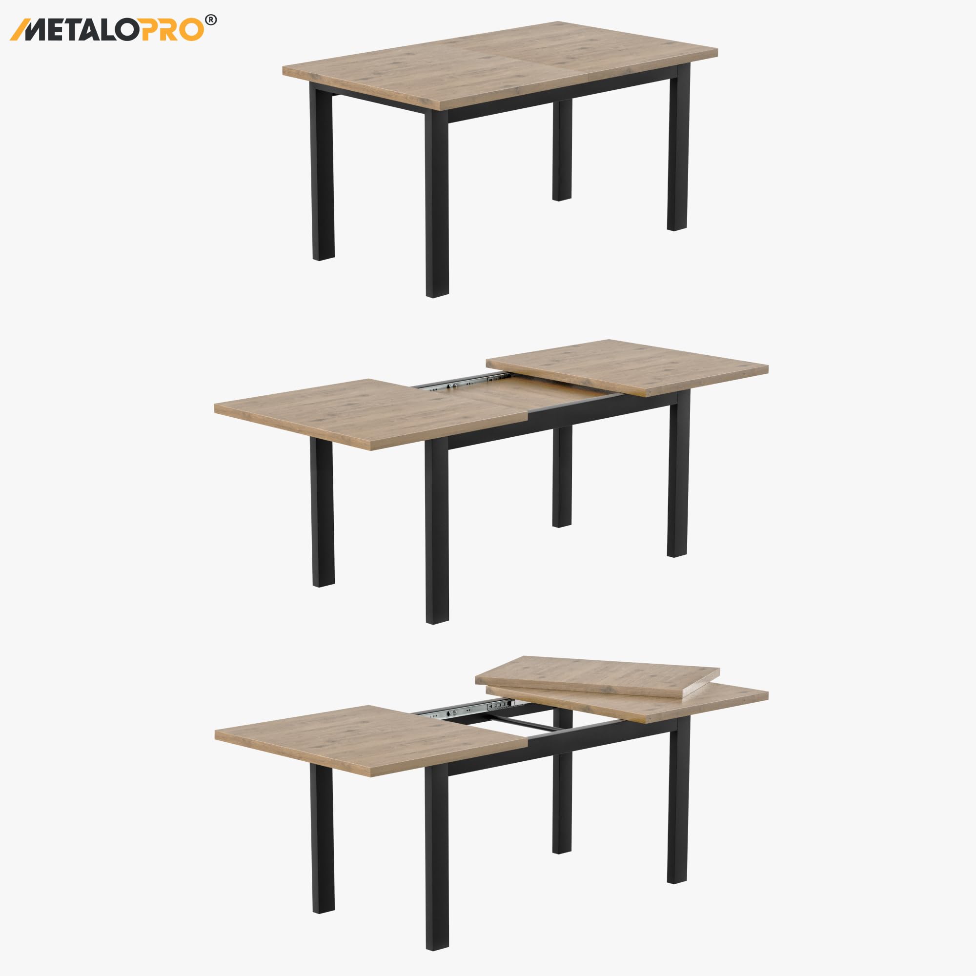 Estructura de Mesa Extensible, 140 x 70 x 72 cm, Estable y Resistente, Para Comedor, Patas de Mesa, Patines, Salón y Cocina