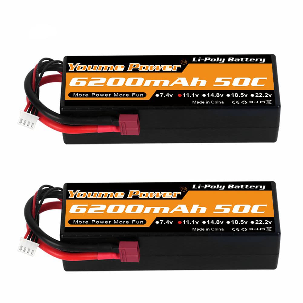 GXDZP 2x Batterie LiPo 3S 11.1V 6200mAh 120C Hardcase Con Connettore Deans/T Per Auto RC 1/8 1/10 - 4