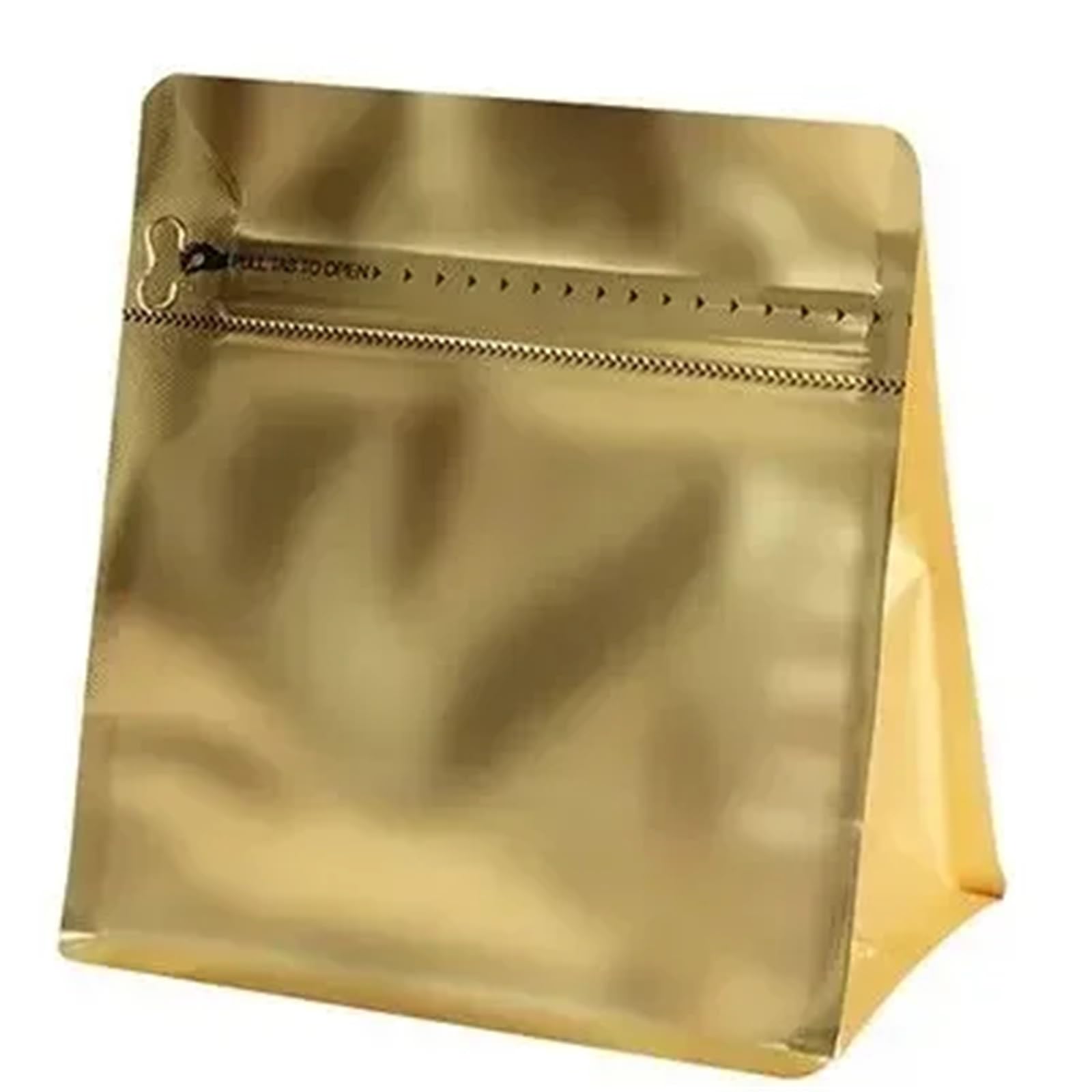 Coffee Bags With Valve 50pcs Heat Sealable Matt Mylar Aluminum Foil Pouches Flat Bottom Ziplock Tea Ground Coffee Valve Packaging Bag(Gold,With valve 150g)