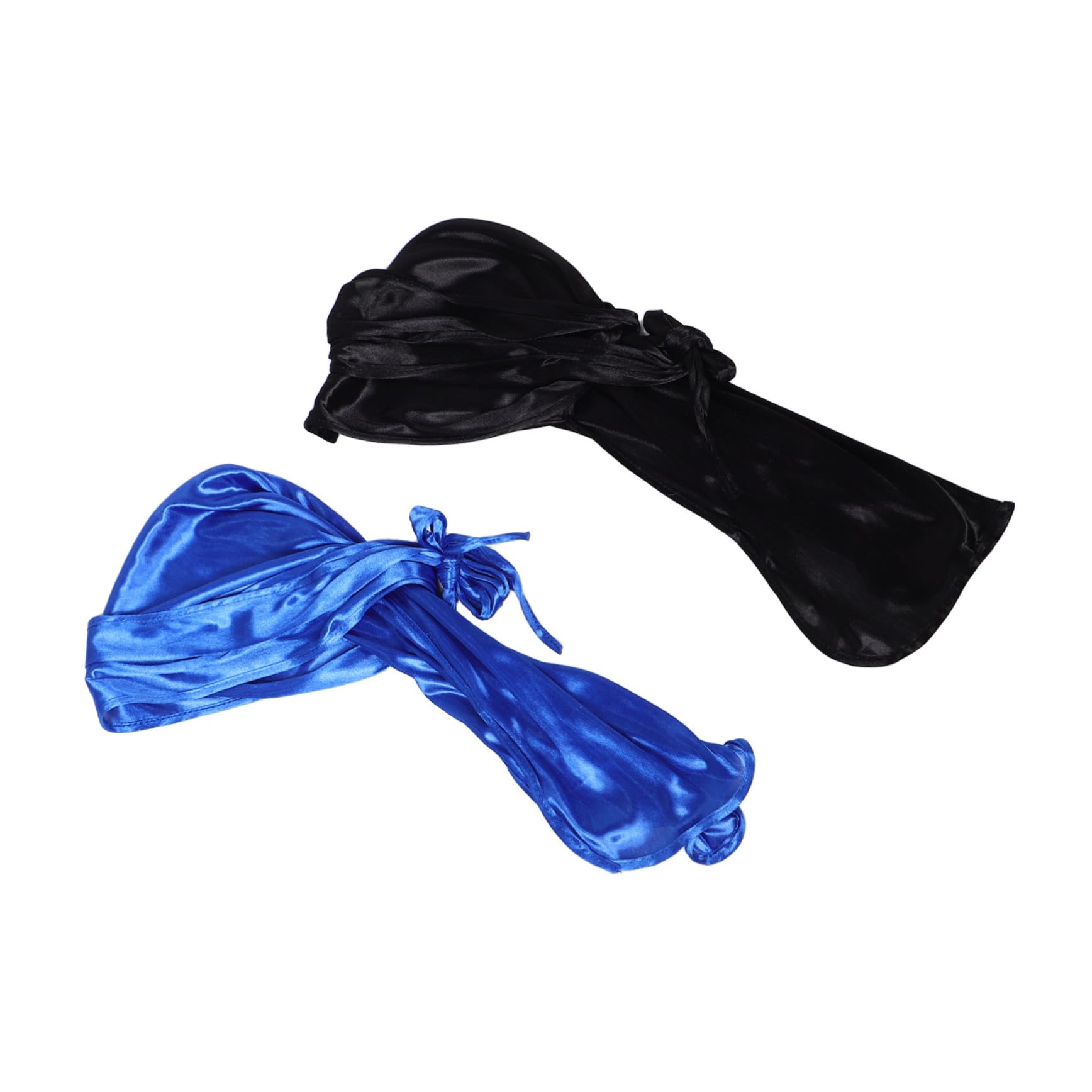 KOMBIUDA 2pcs Elastic Durags with Long Tails Wide Straps for Outdoor Sports Cycling Casual Wear Soft Breathable Comfortable Beanie Caps