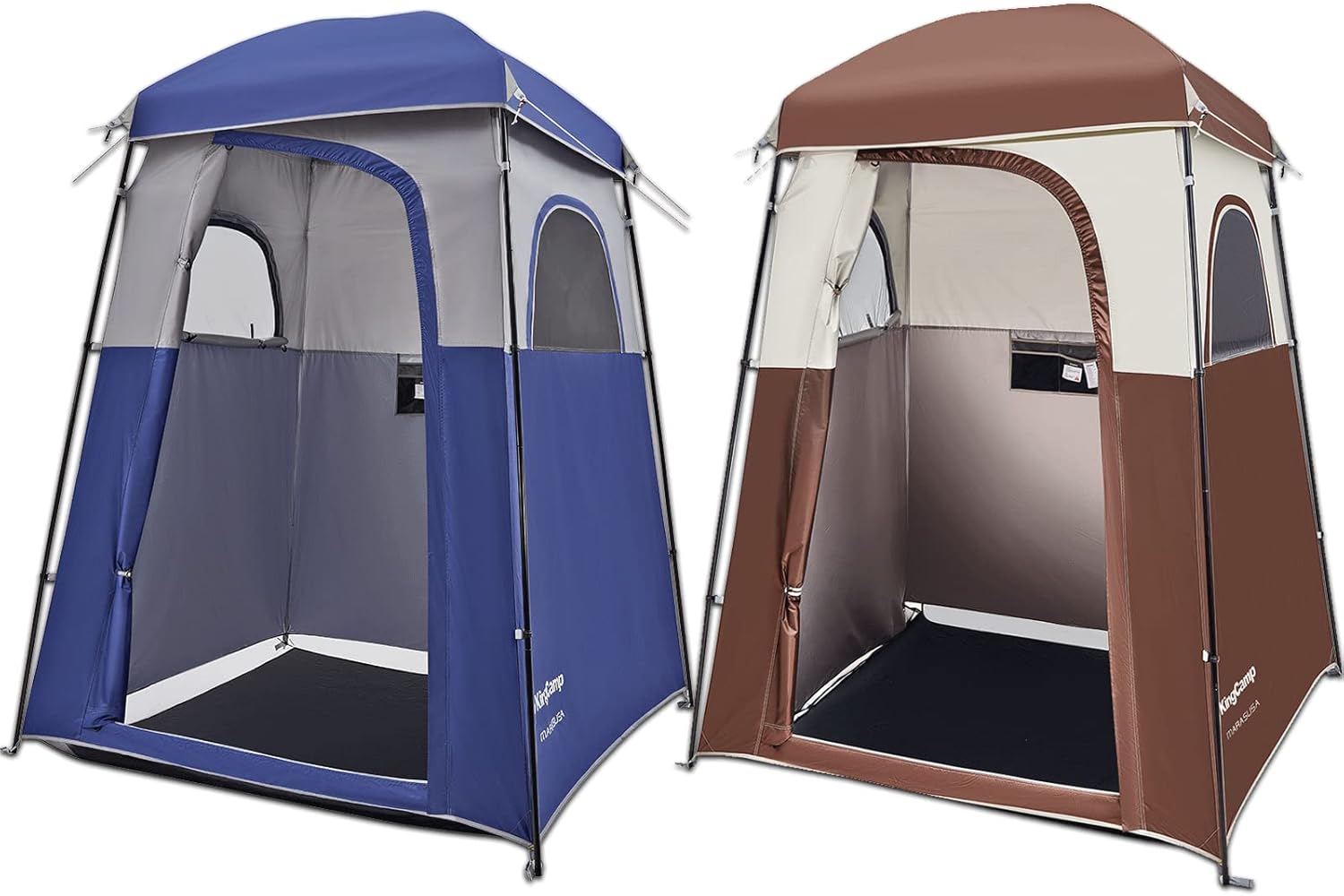 Bundle of KingCamp Oversize Coffee Camping Shower Tent and Blue Outdoor Shower Tents for Camping Changing Dressing Room Portable Toilet Tent, Easy Set Up, More Space Than Pop Up Privacy Tent