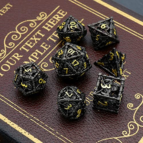 Dnd Dice, Dungeons And Dragons Dice Metal Polyhedral Dice Set Role Playing D&D Dice Hnccesg Hollow Grim Reaper Dice Gaming D And D Dice For Table Game Rpg Pathfinder Warhammer Shadowrun (Black) #TOP4