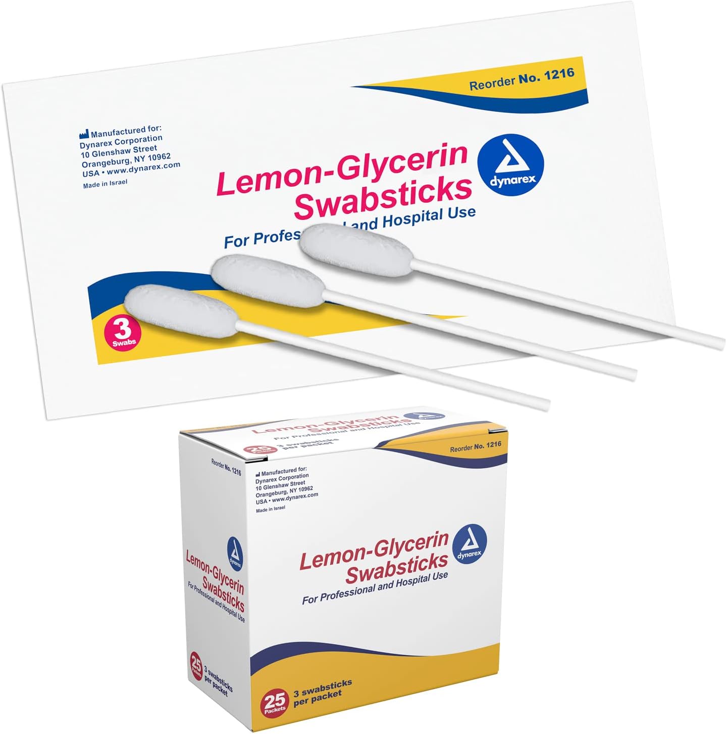 Dynarex Lemon Glycerin Swabsticks 25x3