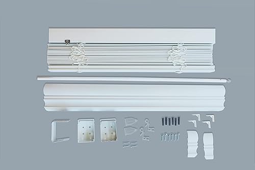 Miniatura 7 de Linen Avenue Persianas de madera sintética blanca personalizables, inalámbricas, de 66 a 71 pulgadas de ancho x 36 pulgadas de alto, montaje exterior