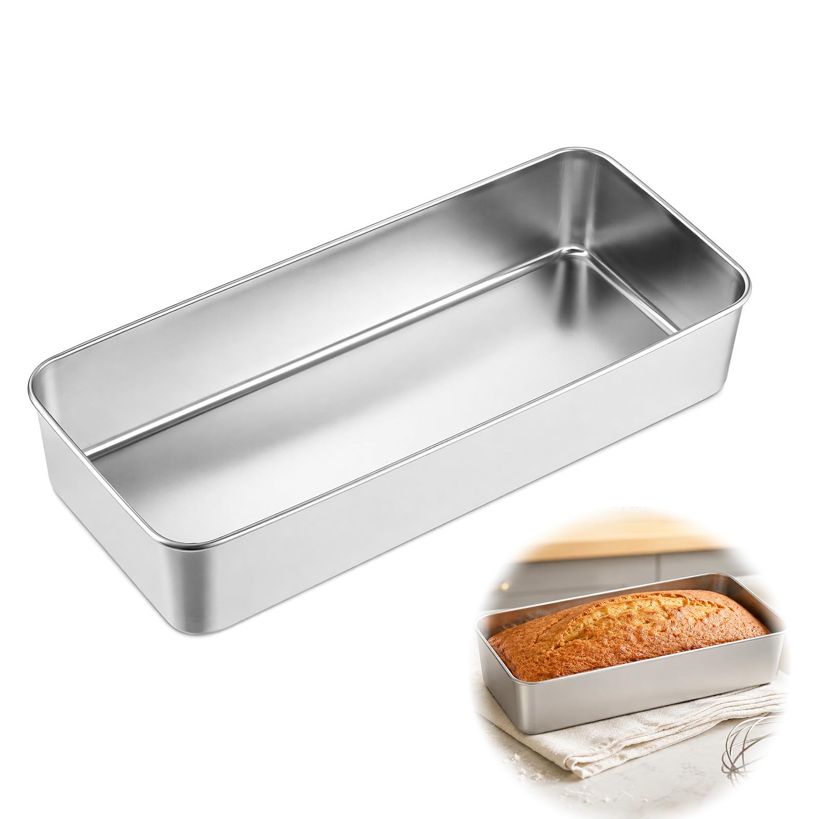 3lb Stainless Steel Rectangular Baking Pan, Banana Bread Tin, Loaf Tin, Bread Tins For Baking, Oven & Dishwasher Safe, Perfect For Meatloaf, Lasagna & Homemade Banana Desserts