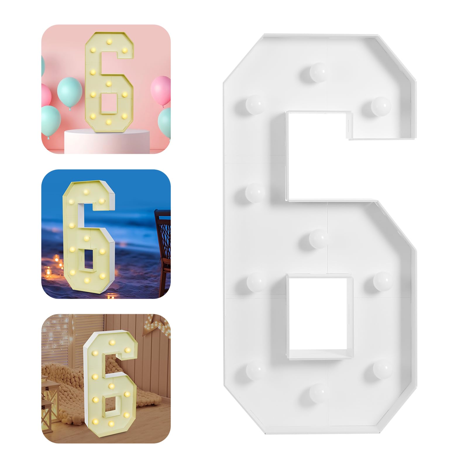 Lampada a LED con numeri illuminati 0 1 2 3 4 5 6 7 8 9 – Luce bianca calda, 10 LED, decorazione di nozze per compleanni, feste, matrimoni, vacanze, casa e bar, grande, 100 cm (6)