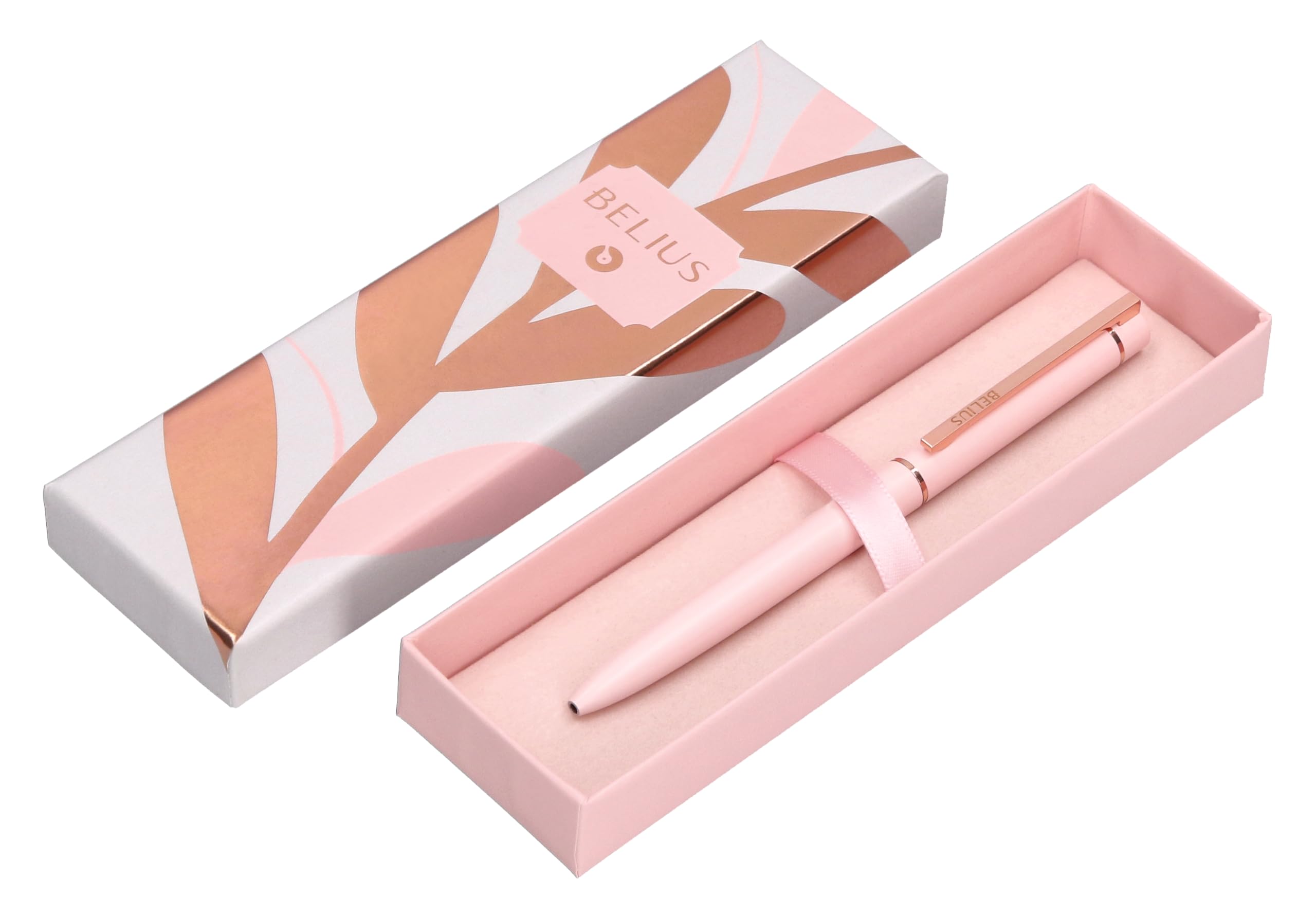 BELIUS ROSE ALUMINIUM PEN PINK/GOLD ROSE INK BLUE DESIGN BOX