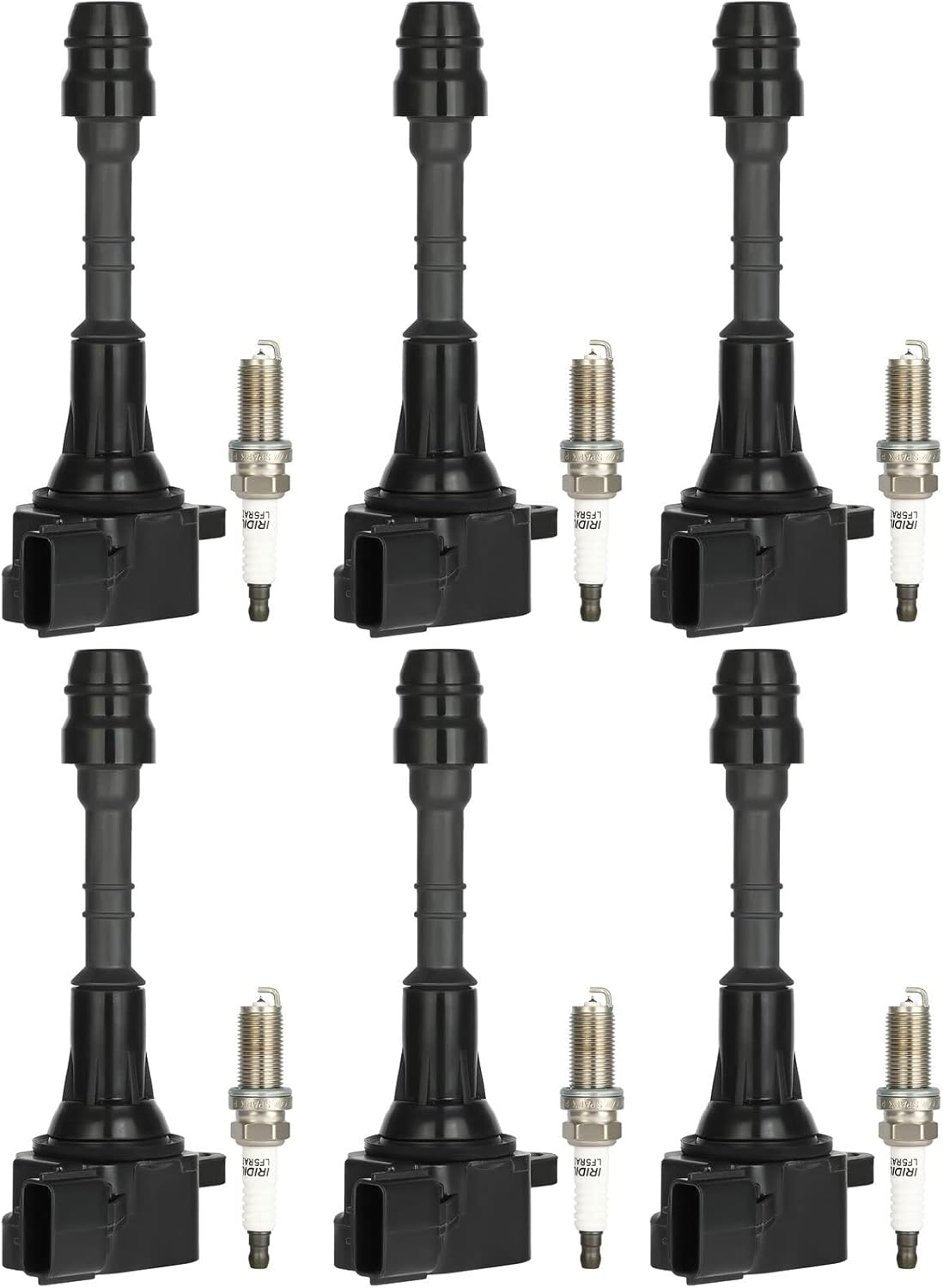 ECCPP UF349 6 ignition coils with 6 iridium Spark Plugs KH6RTN,for Nissan,for Infiniti,for Murano,for Pathfinder,for Altima Q4 350z FX35 G35 2002 2003 2004 2005 2006 2007 2008 2009 2010 2012 2012‎