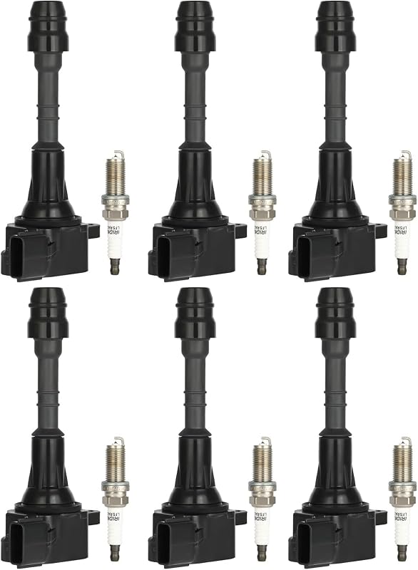 Kit de 6 bobinas de ignição ECCPP UF349 com 6 velas de irídio para Nissan e Infiniti – 12 peças