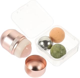Outanaya 1 Conjunto De Bola De Pedra Vulcânica Massageador Facial De Resfriamento Facial Rolos De Jade Rolos De Jade-Bola Massagem Jade Pedra Vulcânica Óleo Absorvente Facial Rolo