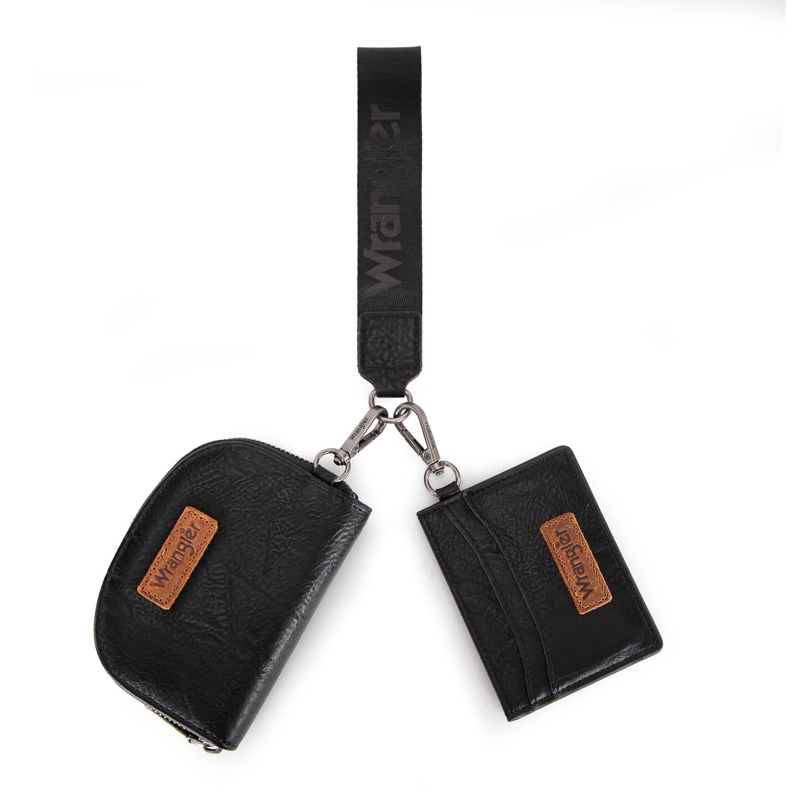 Wrangler KeyChain Wallet Wristlet Wallets for Women Dual Pouch Wristlet with Zipper Womens Credit Card Holder Wallet