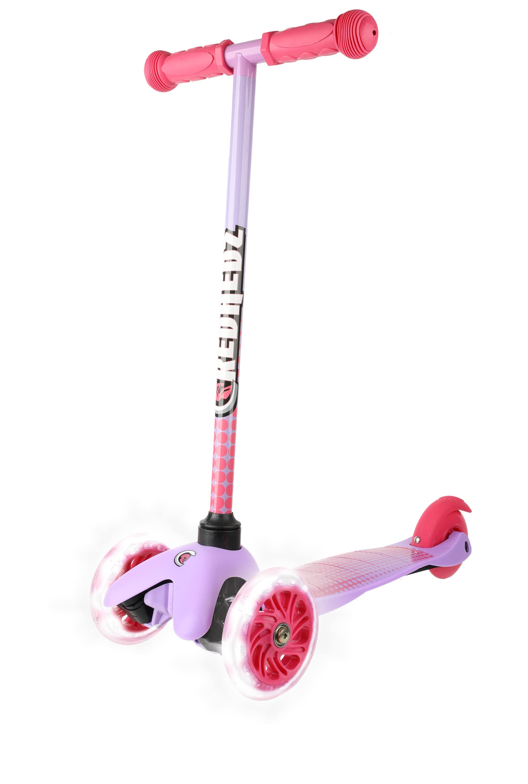 3 Wheel Light Up Scooter with Matching ABS Helmet and Protective Gear - Self Balancing, Extra Wide Anti Slip Deck, Rear Brake, Full Gear for Kids