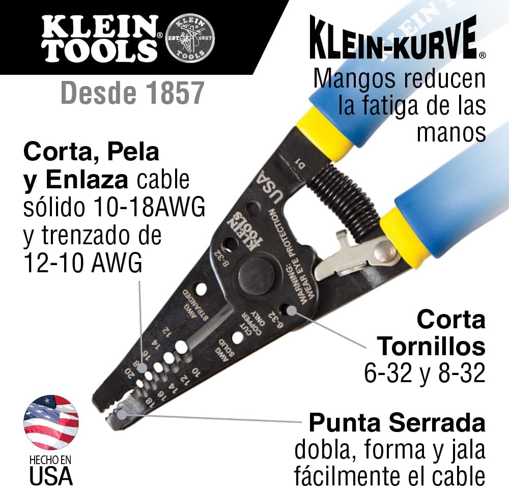Klein Tools Crimping and Wire Cutter Tool Bundle | Crimps 10-22 AWG Terminals + Cuts 10-18 AWG Solid and 12-20 Stranded Wires