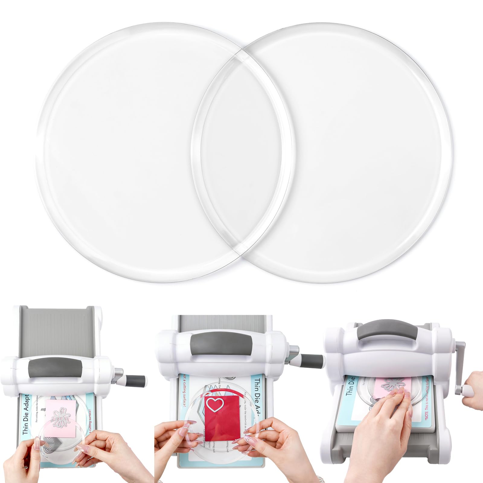 OTCRAFT 2 Pcs/1 Pair Cutting Pads Acrylic Circular ; for Die Cutting Machine Warp-Resistant Transparent Polycarbonate Plastic Round Cutting Platesfor DIY Crafting, Scrapbooking Die-Cut Machines (5")