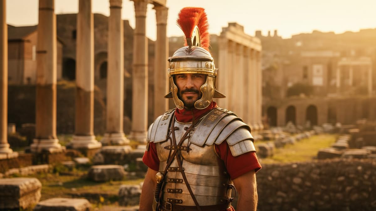 Casco medieval de centurión romano con armadura de ciruela roja, disfraz de gladiador de Halloween históricamente clasificado, totalmente portátil para la mayoría de los adultos.