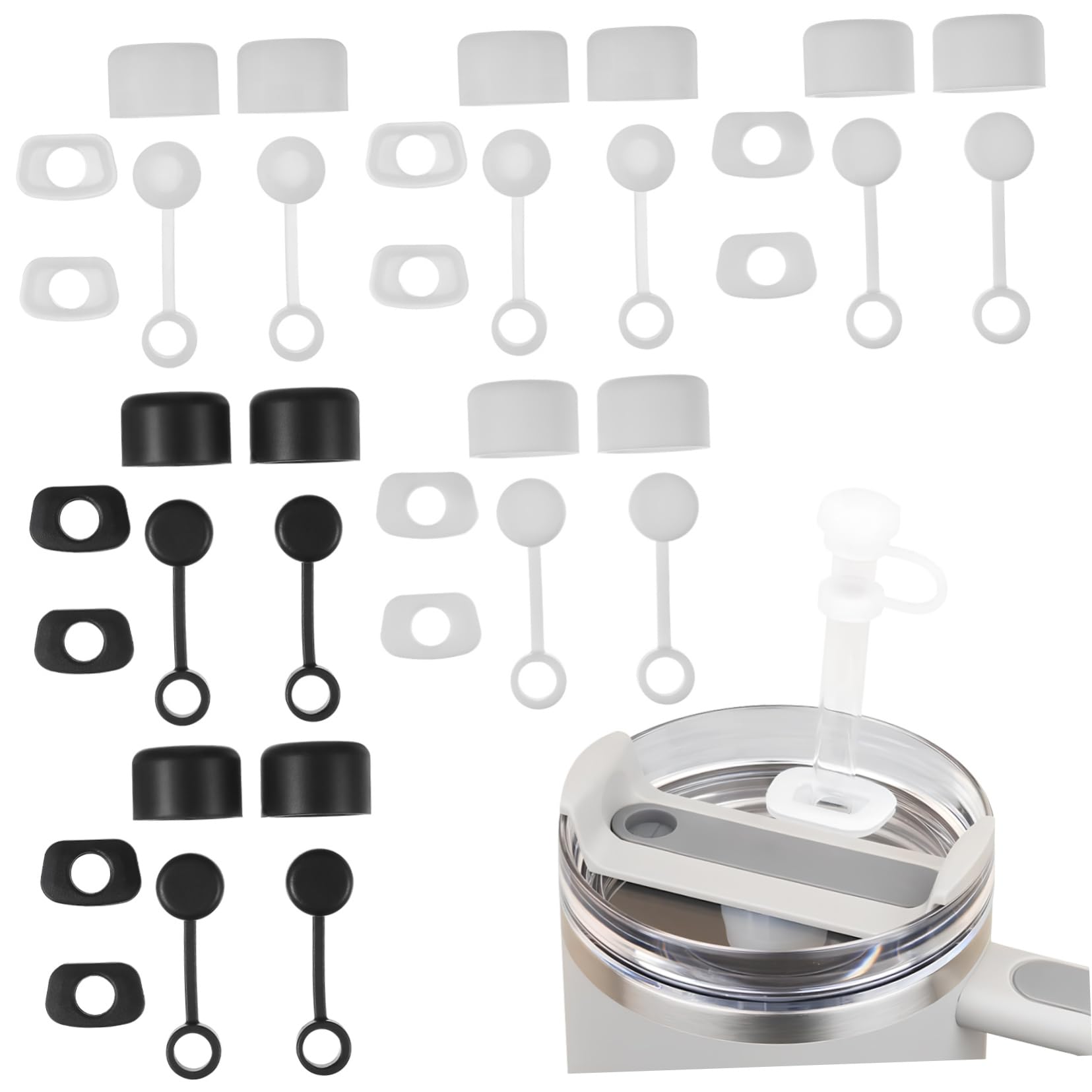 COLLBATH Tumbler Straw Topper Set 6pcs Silicone Spill Stopper Straw Covers for Easy to Install Clean