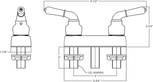 Miniatura 6 de Laguna Brass 3330BZ4010BZ Válvula de ducha de dos manijas no metálica de 4 pulgadas con acabado de bronce cepillado con cabezal de ducha