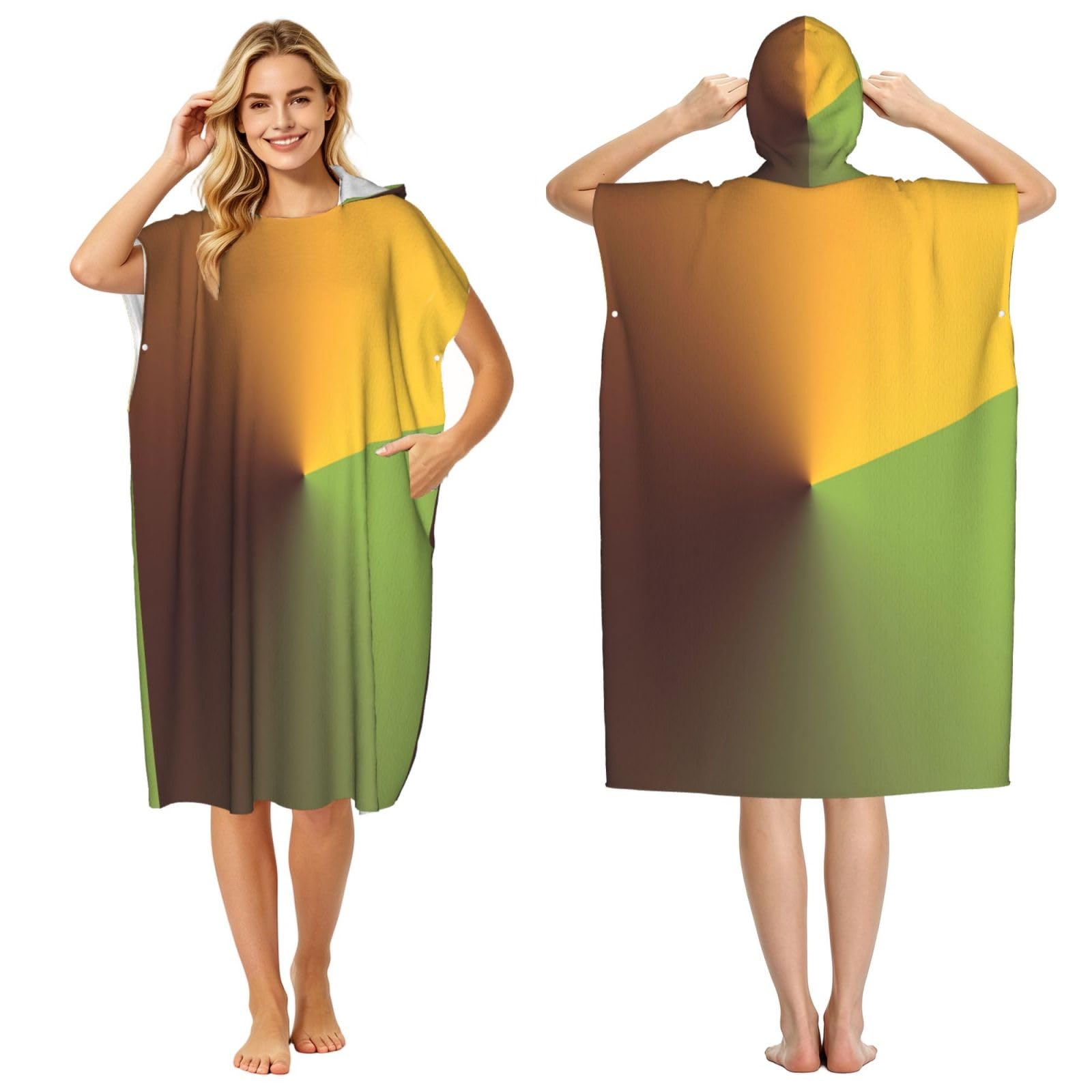 DTHKJNLSF Abstract Yellow Adult Hooded Beach Poncho Towel