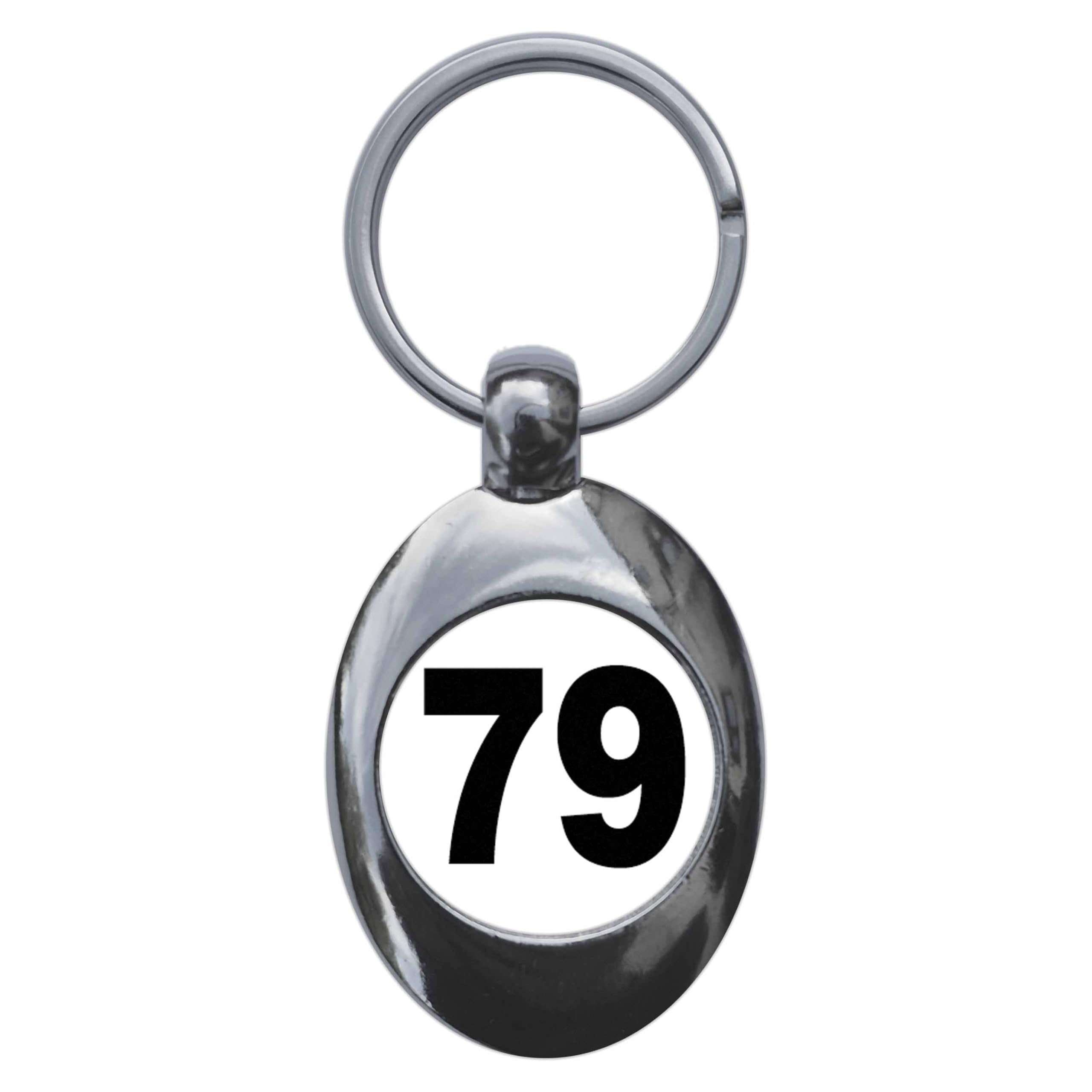 Ozorath Plain Number 79 Seventy Nine Keyring Keychain Key Ring Chain With Trolley Coin