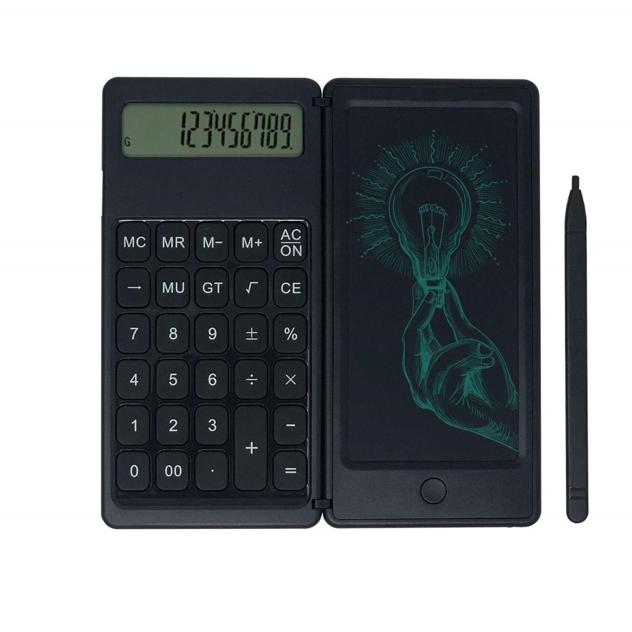 Foldable LCD E-Writer and 12 Digit Calculator DigiFold with Stylus 2 in 1 LCD Writing Tablet E-Note Pad Drawing Handwriting Board Paperless Memo Calculator (Black), Medium (X-427)-DGHVS0-image-38