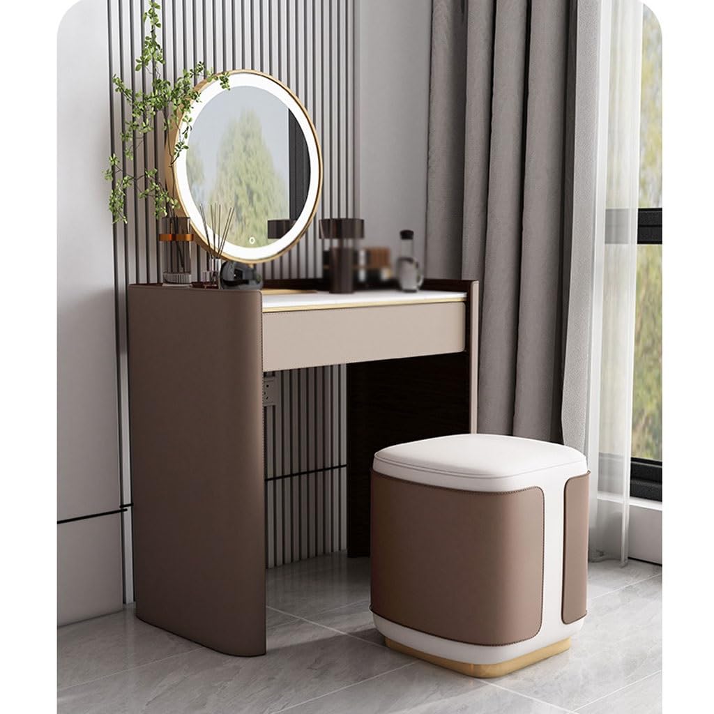 YOUQUEEN Dressing Table Modern Minimalist Dressing Table Bedroom Makeup Table with Mirror Integrated Home Storage Cabinet Dressing Table with Mirror