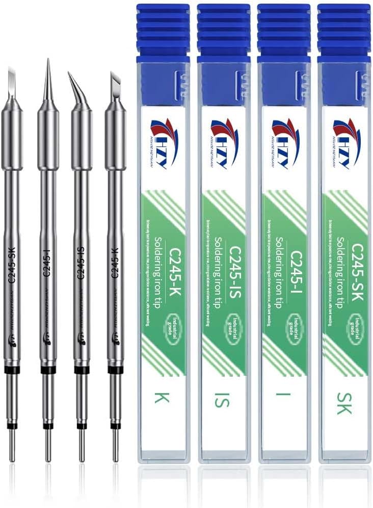C210/C245/C115 Universal Pencil Soldering Iron Tips for T210/T245/T115 Replacement for Mini Portable Micro Solder Pen Various Models Rework Stations Tool Soldering Accessories (HZY C245-4PCS)