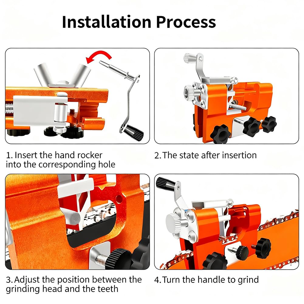 ProfiSaw Chain Sharpener - Kit per affilacoltelli a mano portatile Chainsaw Sharpener Chain Sharpener The Precise Universal Sharpener for All Chainsaws | Razor Sharp in Minutes| Arancione