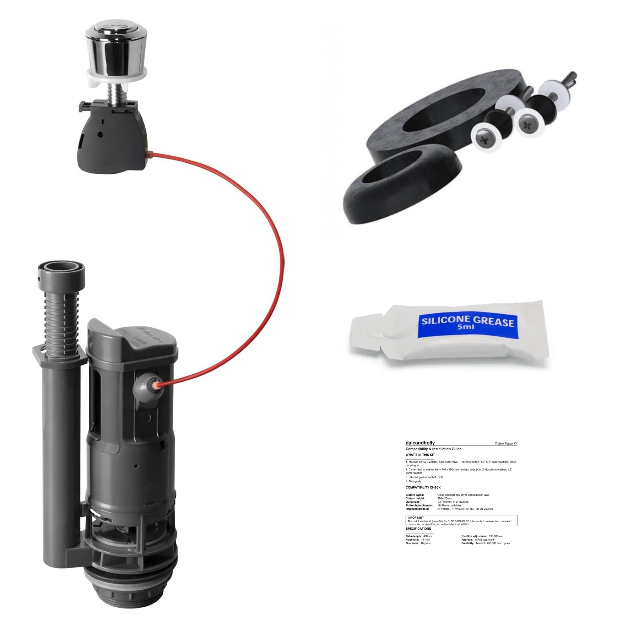 DaleandHolly Cistern Repair Kit for Macdee/Wirquin Kayla Dual Flush Valve