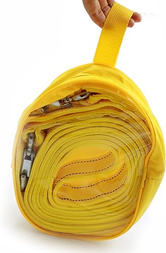 Miniatura 7 de Correa de remolque resistente con ganchos de seguridad, 1.8 pulgadas x 13 pies, capacidad de 11000 libras, grillete amarillo de cuerda de remolque