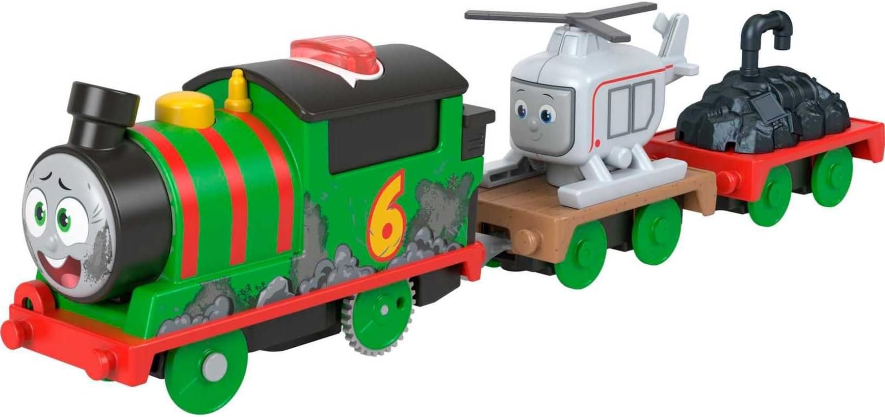 Motorized Toy Train Talking Percy Engine with Sounds Phrases & Harold Helicopter for Preschool Pretend Play Kids Ages 3+ Years