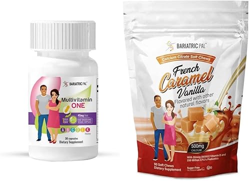 BariatricPal Duodenal Switch - Paquete completo de vitaminas para 30 días (cápsula con 45 mg de citrato de calcio de hierro masticables suaves con