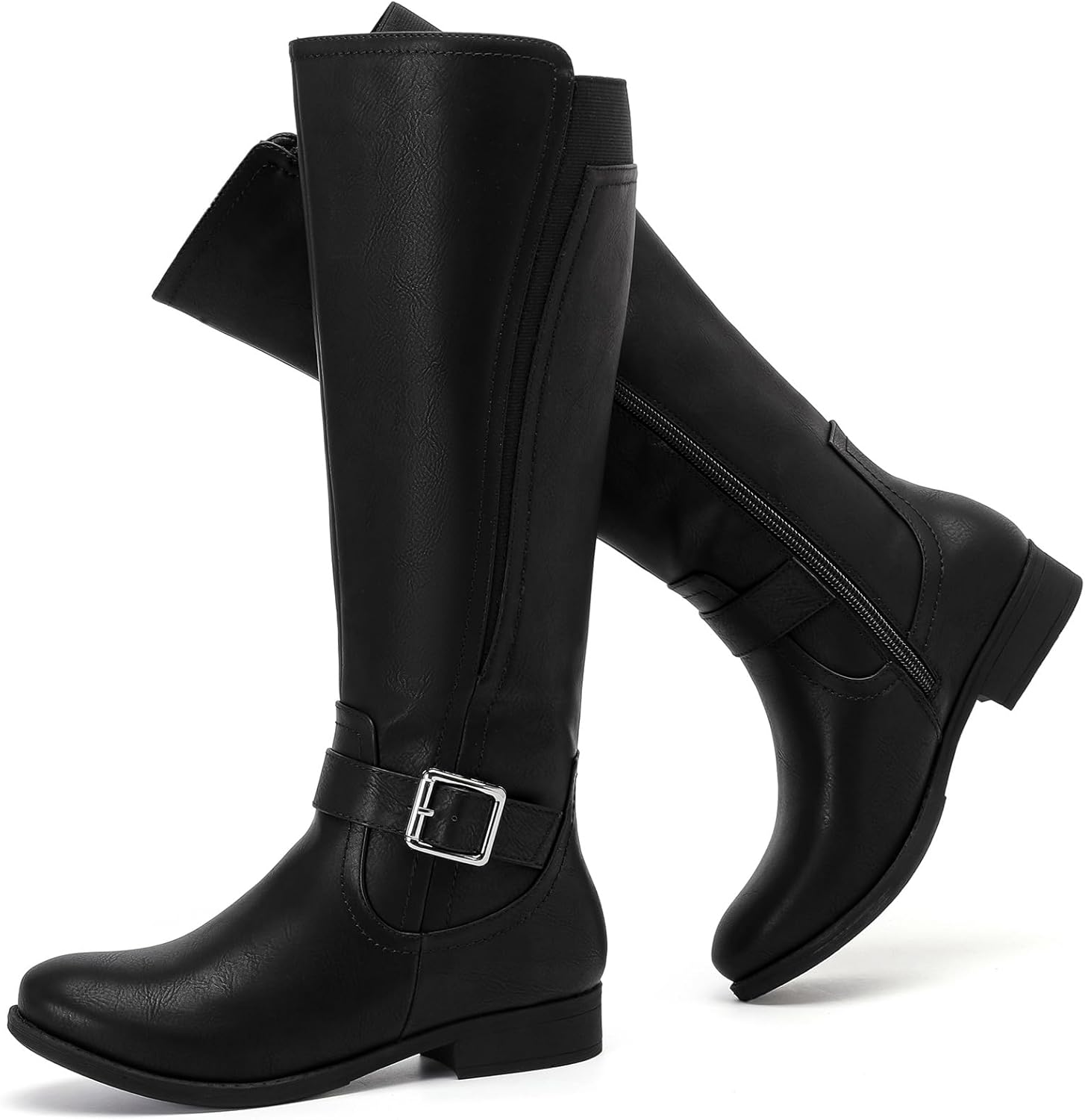 Women's Slouchy Knee High Boots Comfortable Wide Calf Platform Flat Tall Boot Stylish Round Toe Fall Winter Casual Boots for Women.